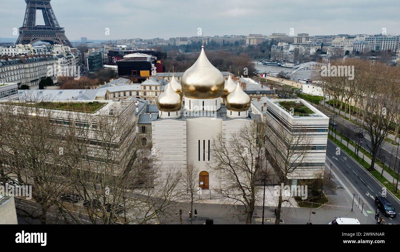 Drone photo Cathédrale de la Sainte Trinité, Cathédrale de la Sainte-Trinité Paris France Europe Banque D'Images