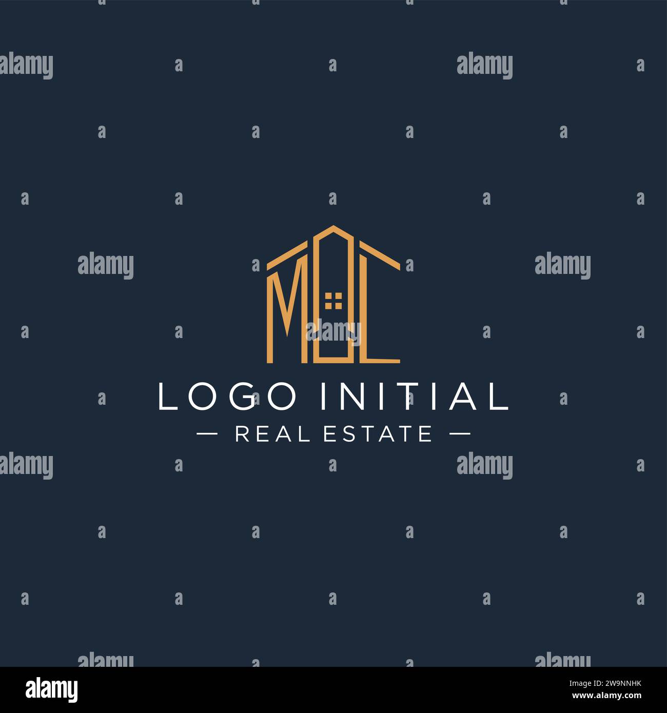 Lettre initiale ML logo avec forme de maison abstraite, graphisme vectoriel de conception de logo immobilier de luxe et moderne Illustration de Vecteur