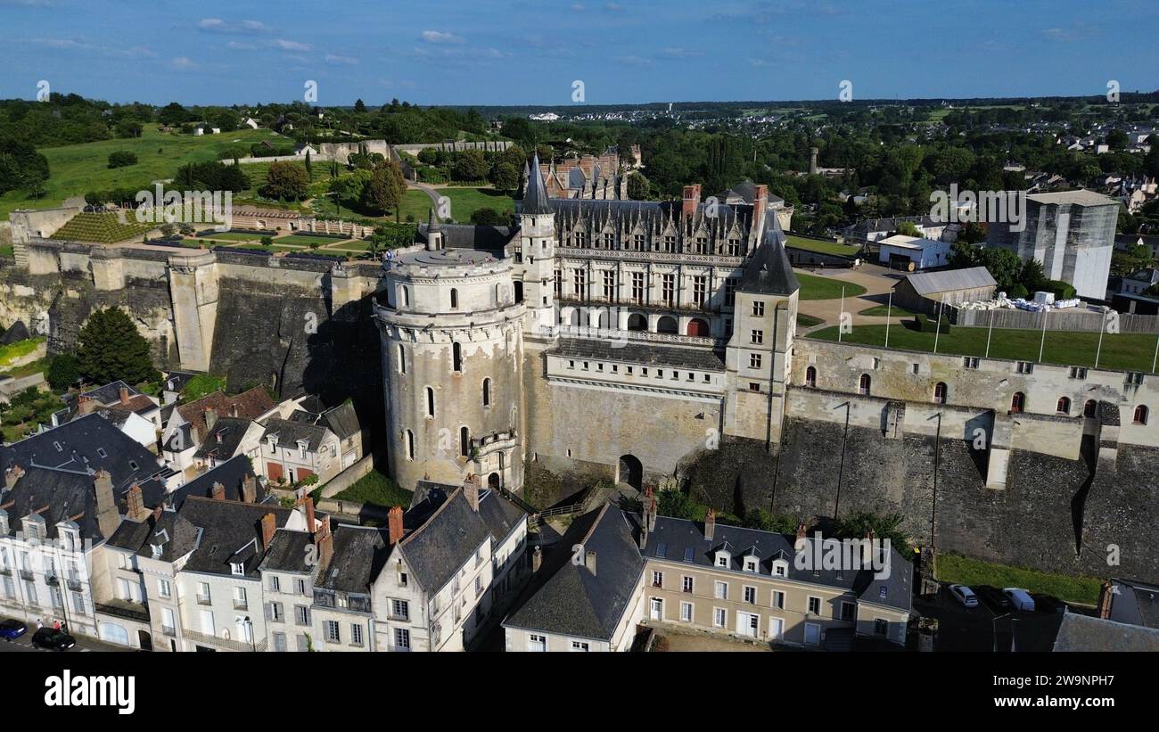 Drone photo Château d'Amboise France Europe Banque D'Images