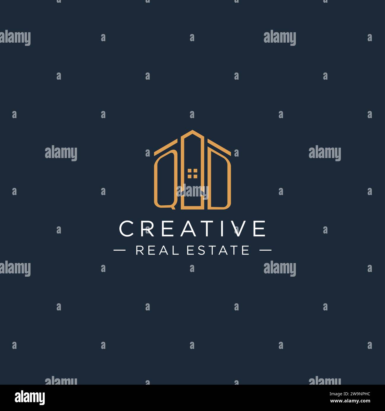 Lettre initiale logo QD avec forme de maison abstraite, graphisme vectoriel de conception de logo immobilier de luxe et moderne Illustration de Vecteur