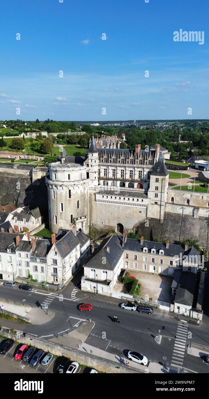 Drone photo Château d'Amboise France Europe Banque D'Images