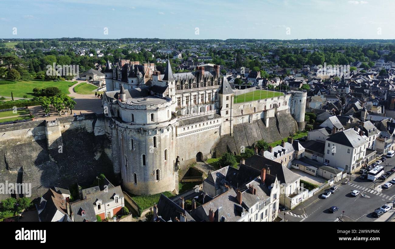 Drone photo Château d'Amboise France Europe Banque D'Images