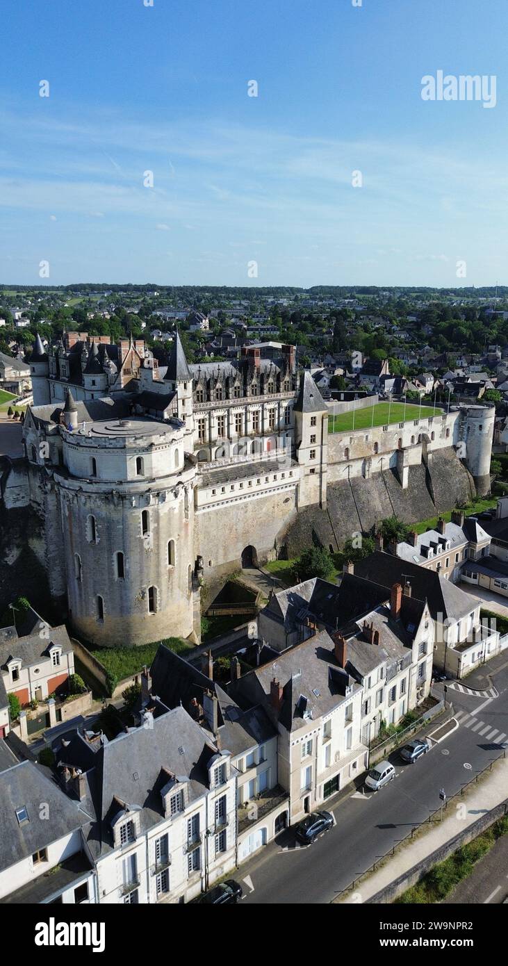 Drone photo Château d'Amboise France Europe Banque D'Images