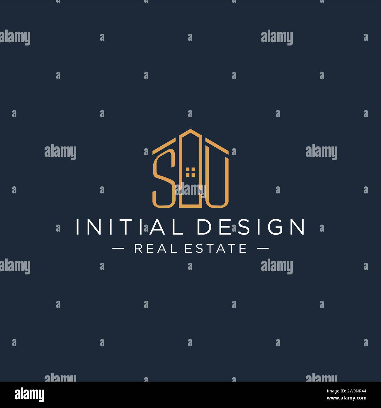 Lettre initiale logo SU avec forme de maison abstraite, graphisme vectoriel de conception de logo immobilier de luxe et moderne Illustration de Vecteur