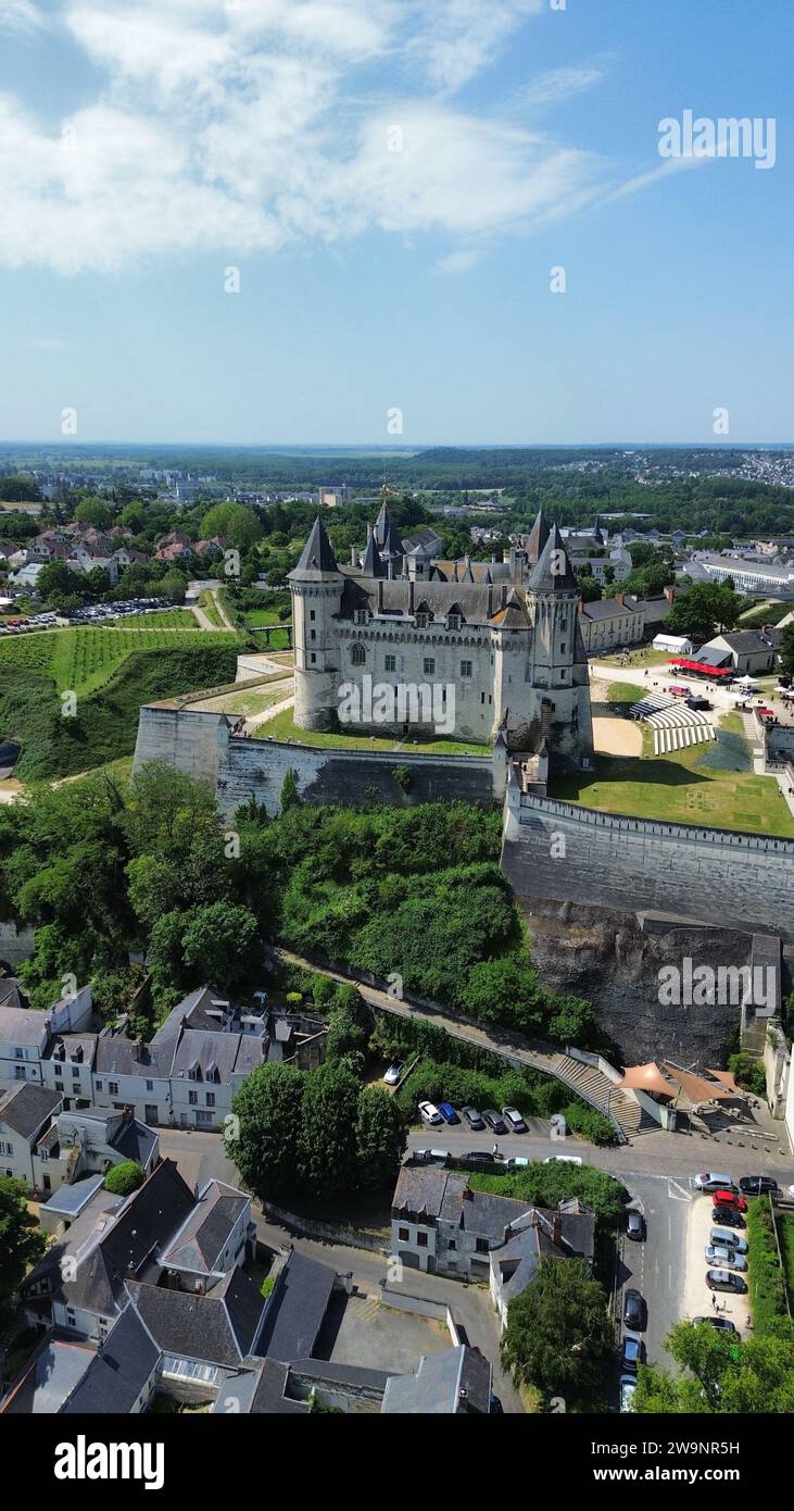 Drone photo Château de Saumur France Europe Banque D'Images