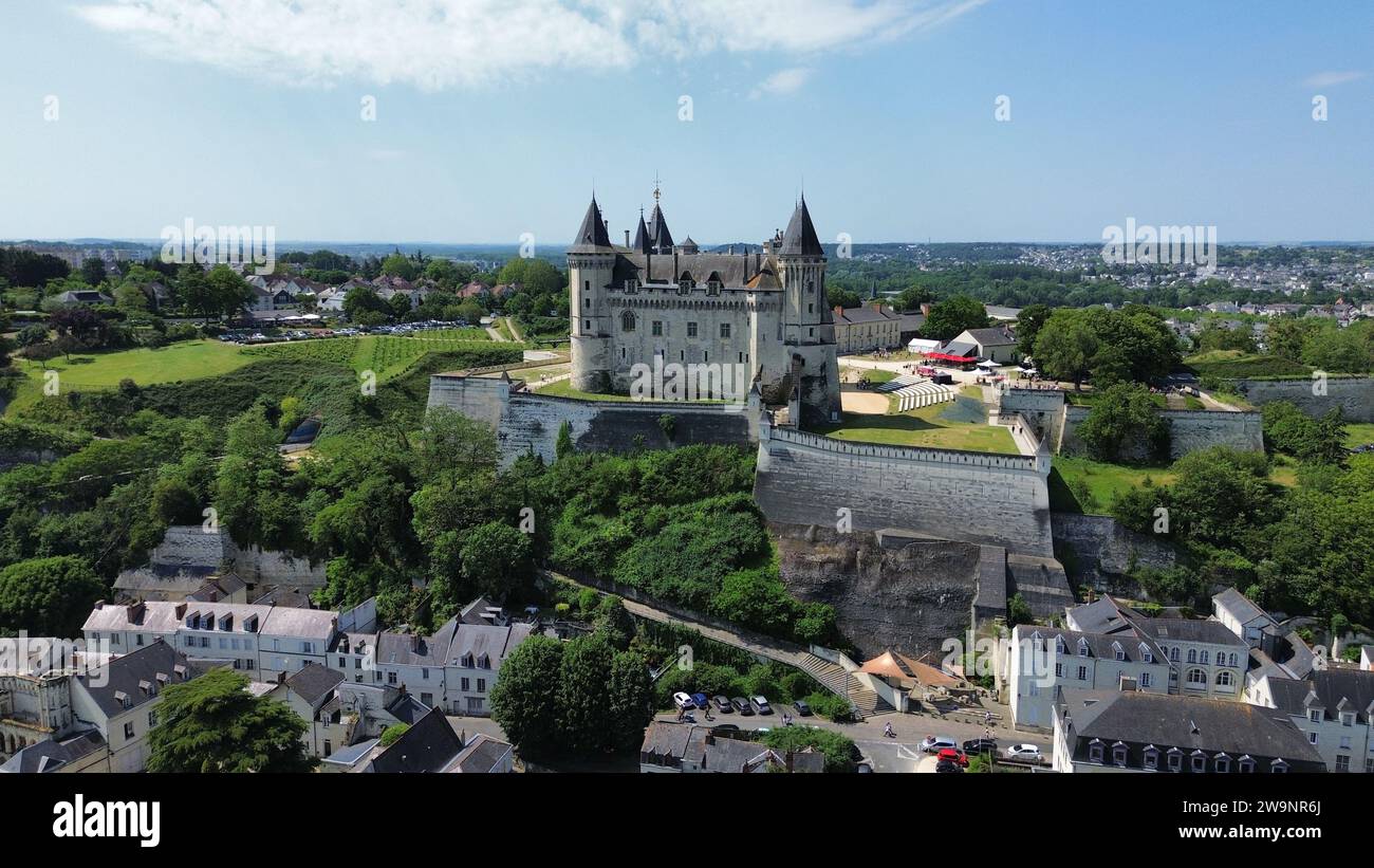 Drone photo Château de Saumur France Europe Banque D'Images