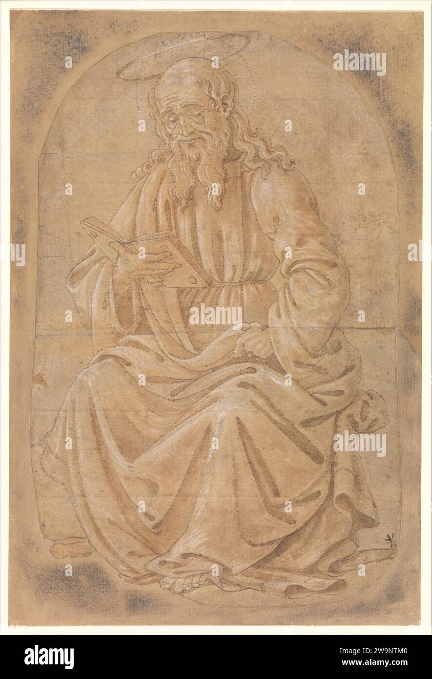 Un Saint assis lisant d'après un Livre 1975 d'Alesso Baldovinetti Banque D'Images