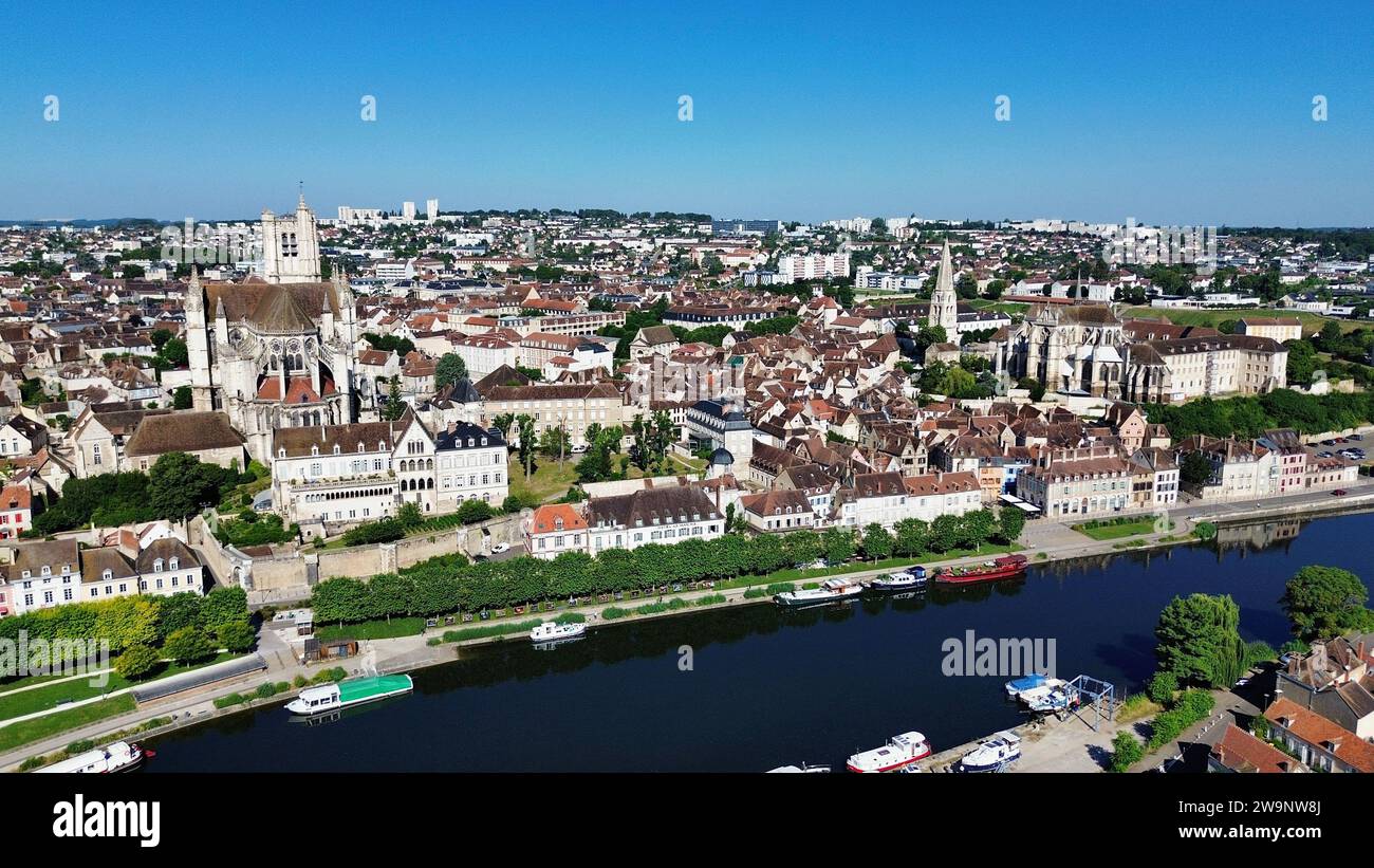 Drone photo Auxerre France Europe Banque D'Images