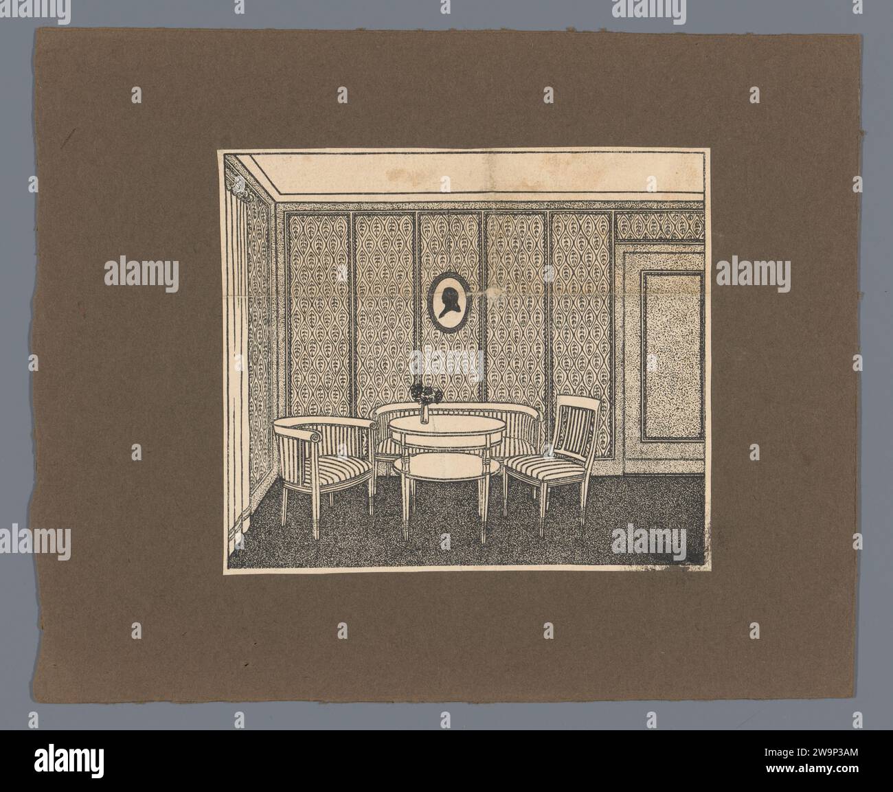 Salon avec deux chaises et un canapé, c. 1875 - c. 1900 papier imprimé salon, salon, salon Banque D'Images