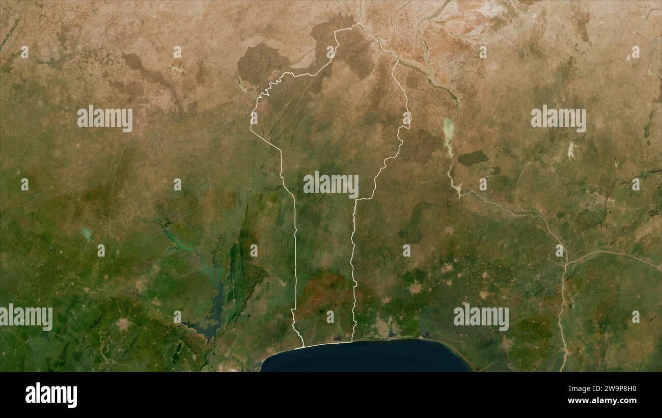 Le Bénin a décrit une carte satellitaire à basse résolution Banque D'Images