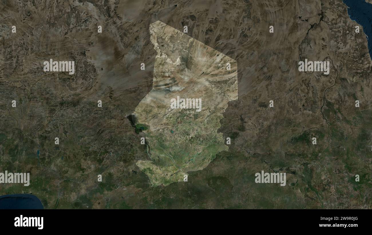 Tchad a mis en évidence sur une carte satellite à haute résolution Banque D'Images