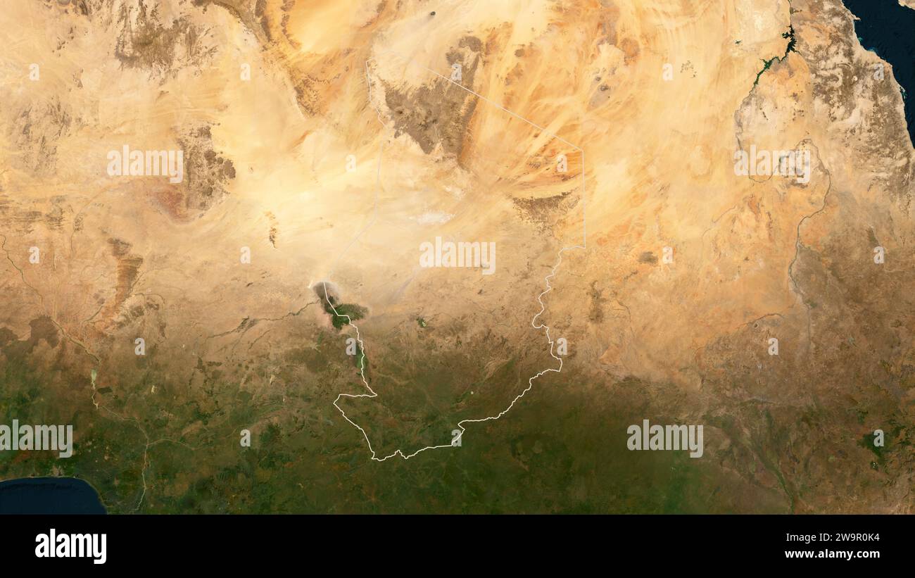 Le Tchad a décrit une carte satellitaire à basse résolution Banque D'Images