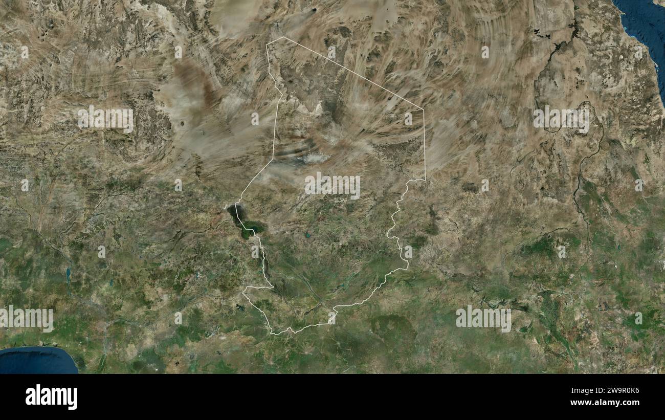 Le Tchad a décrit une carte satellitaire à haute résolution Banque D'Images