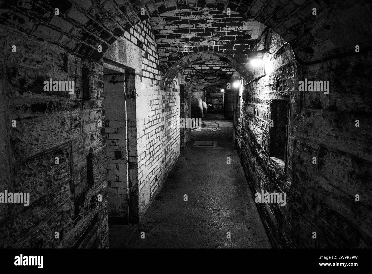 Tunnels souterrains de fort Charlotte sur l'île George, partie des anciennes défenses britanniques de la ville de Halifax, Nouvelle-Écosse, Canada. Banque D'Images