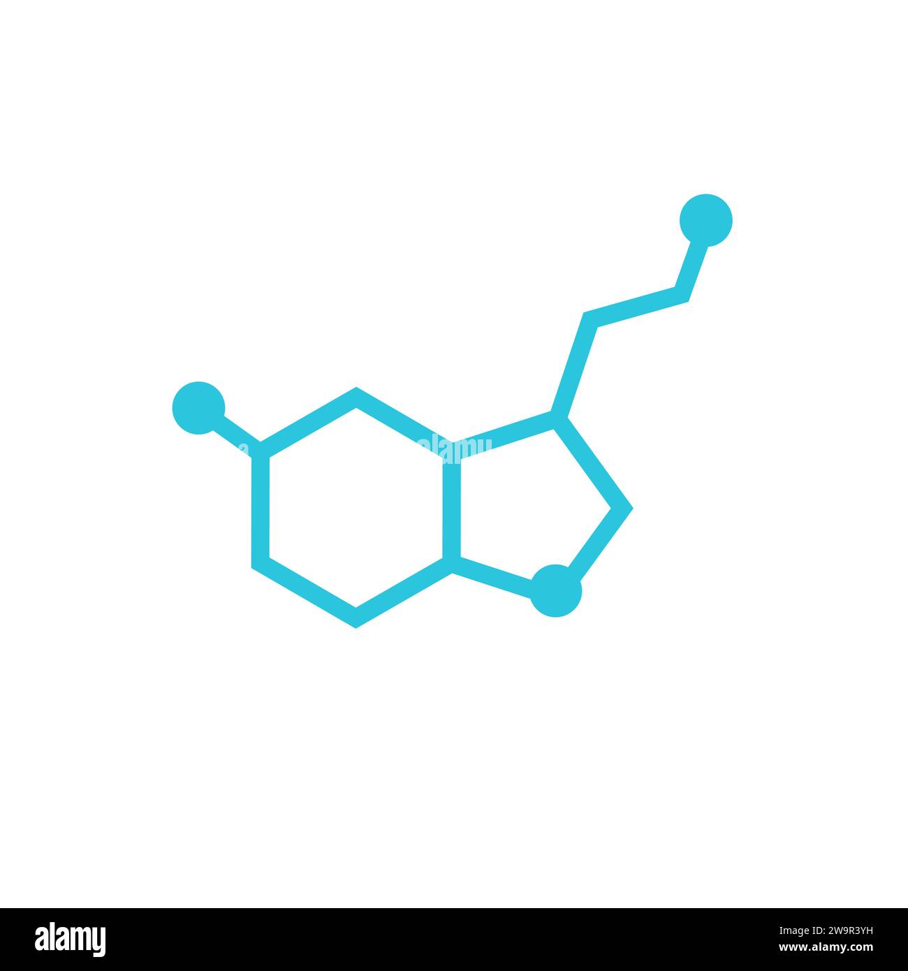 Symbole de molécule ancienne de sérotonine. À partir du jeu d'icônes bleues. Illustration de Vecteur