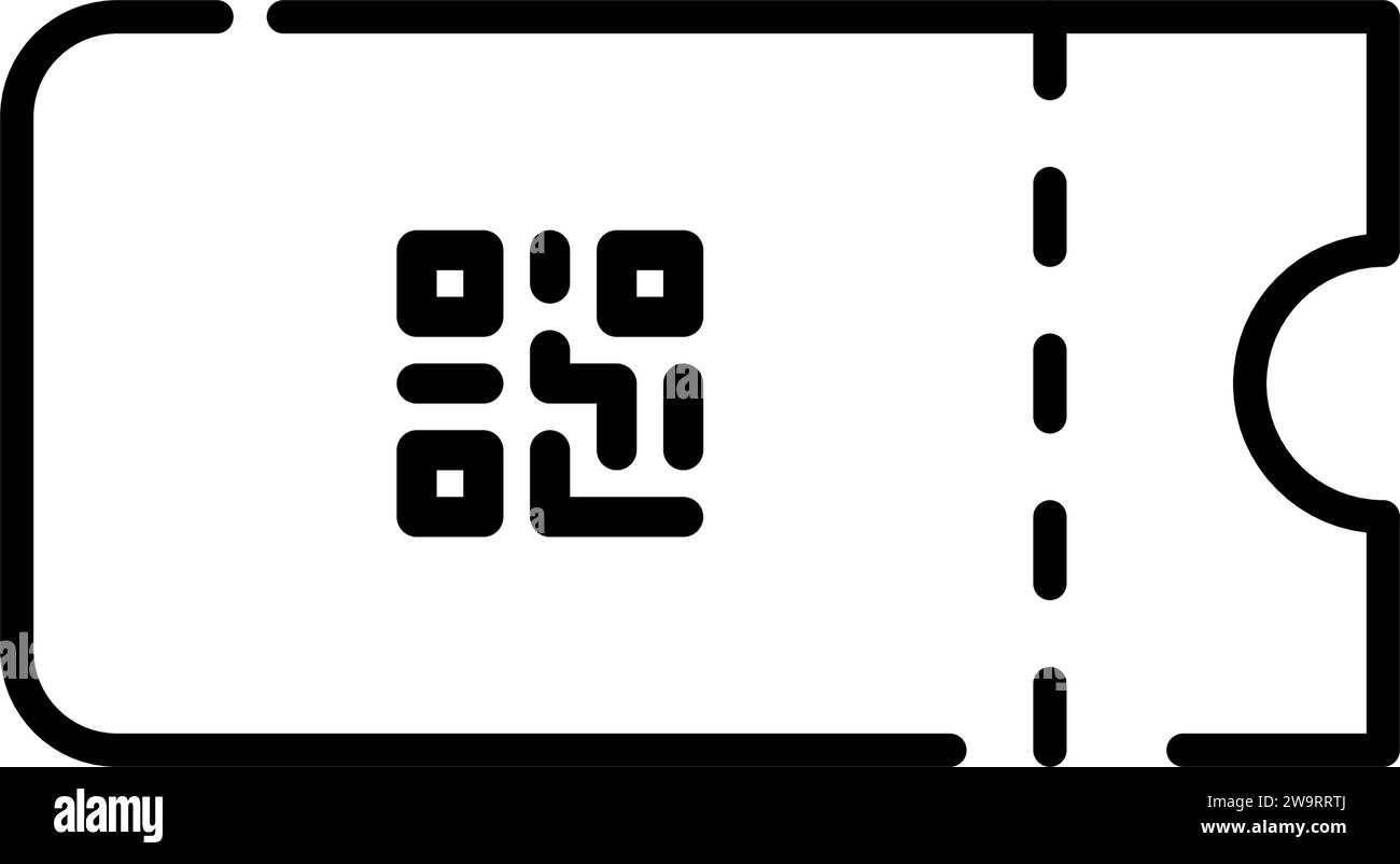 Billet avec code qr. Enregistrement des vols dans l'application. Icône Pixel Perfect Illustration de Vecteur