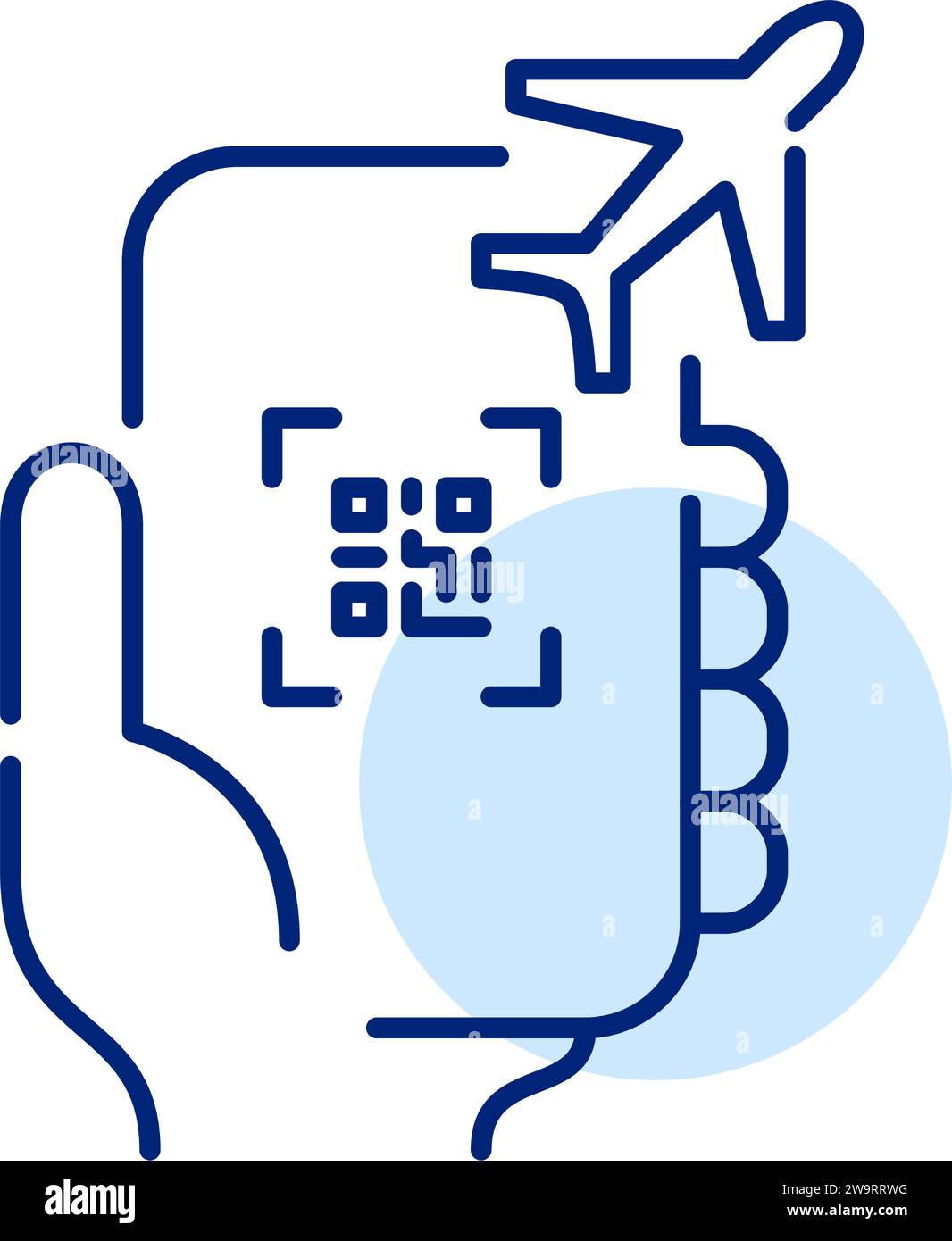 Application mobile pour billets d'avion. QR code et avion. Contour modifiable et parfait au pixel près Illustration de Vecteur