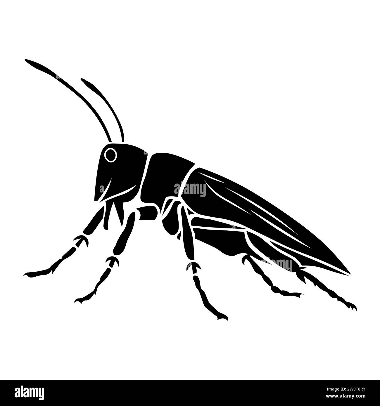 Icône vectorielle noire de Grasshopper sur fond blanc Illustration de Vecteur