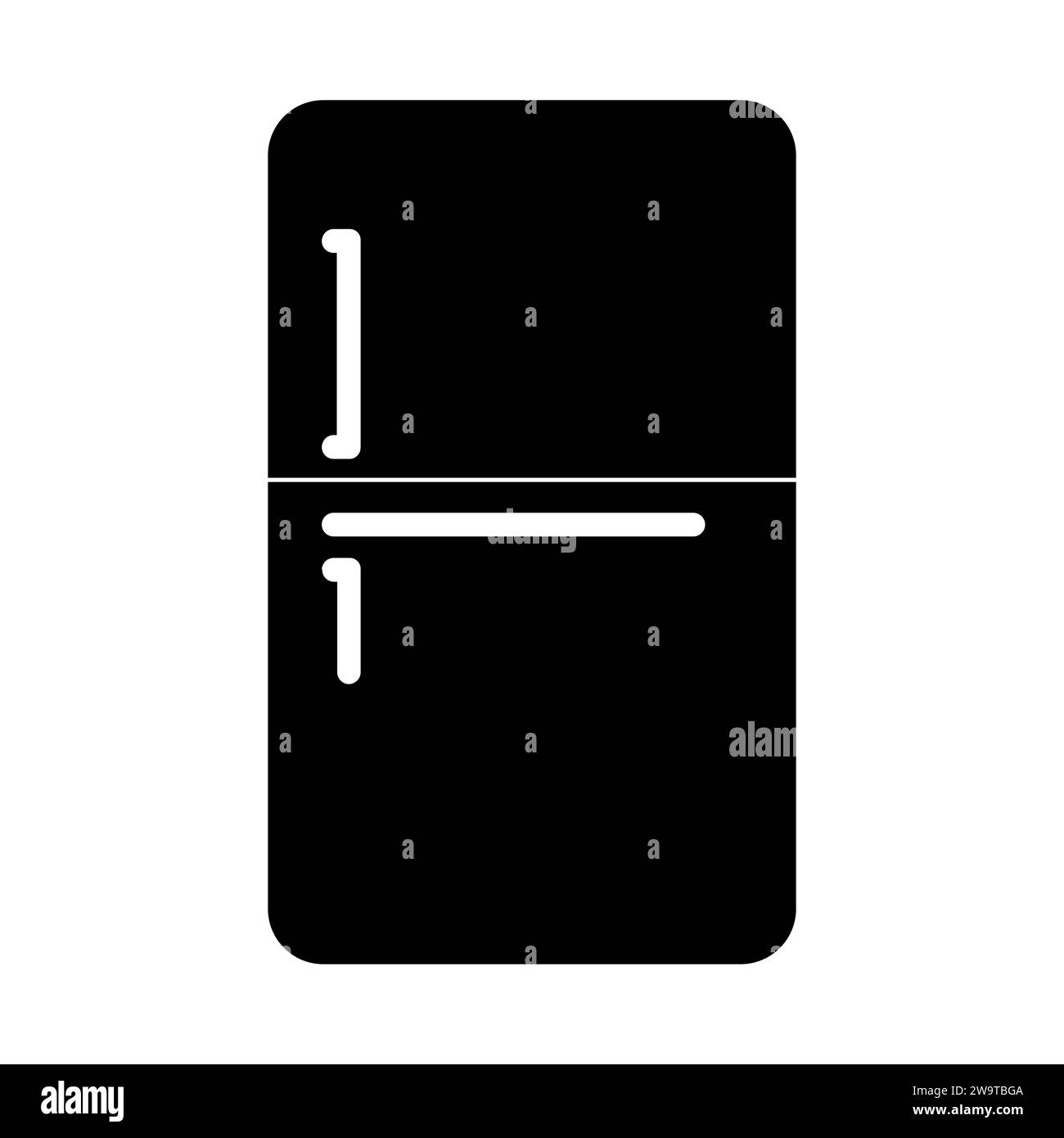 Icône vectorielle noire de réfrigérateur sur fond blanc Illustration de Vecteur
