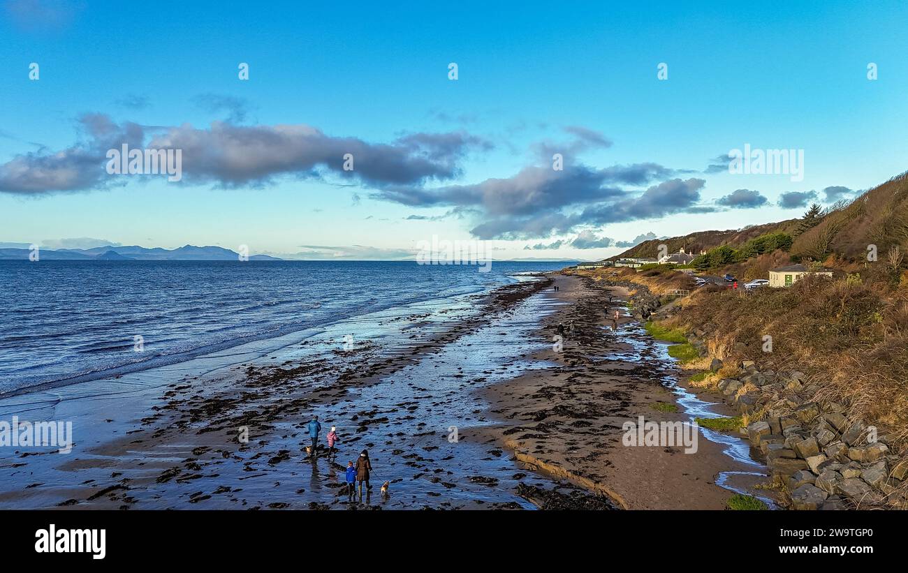 Vue sur Croy Beach South Ayrshire en hiver Banque D'Images