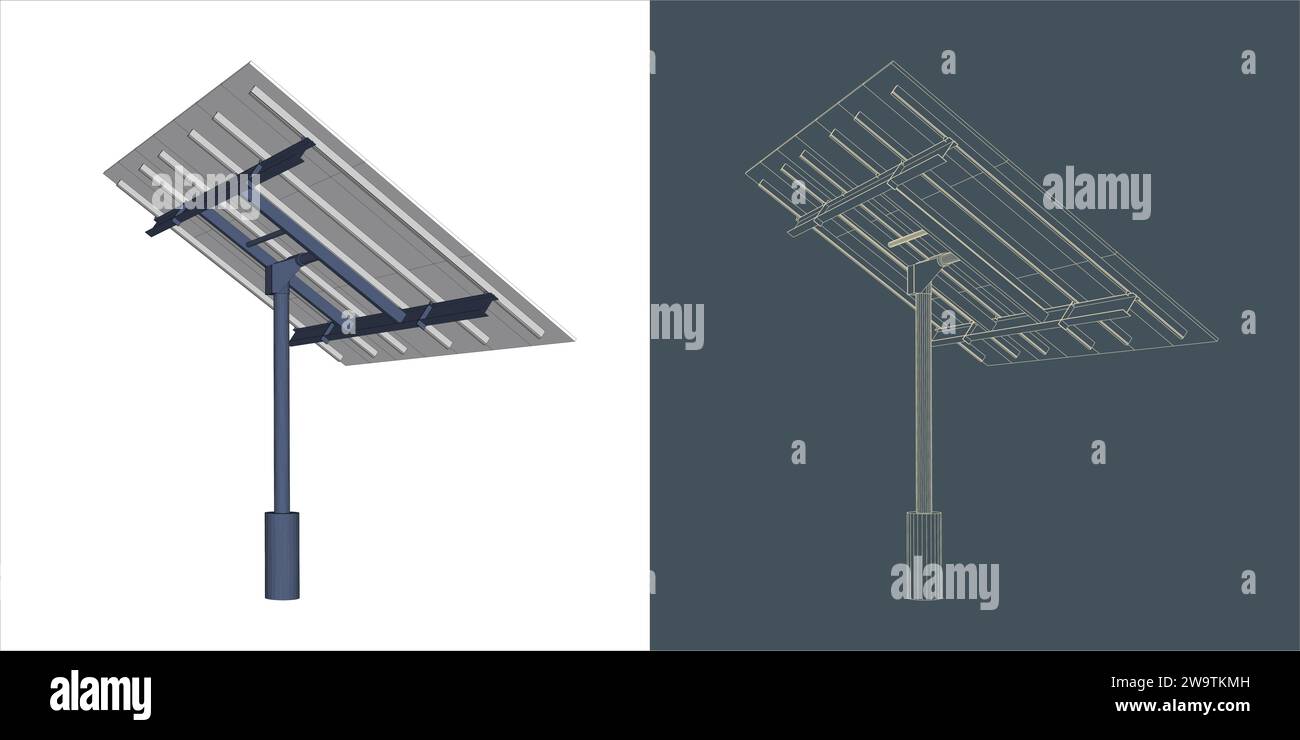 visualisation 3d filaire de panneau solaire Illustration de Vecteur