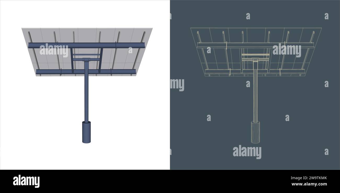 visualisation 3d filaire de panneau solaire Illustration de Vecteur