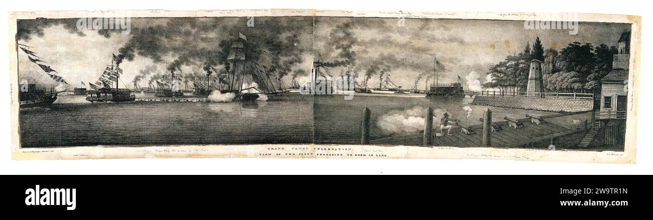 Célébration du Grand Canal : vue de la flotte se préparant à se former dans la ligne 1923 par Archibald Robertson Banque D'Images