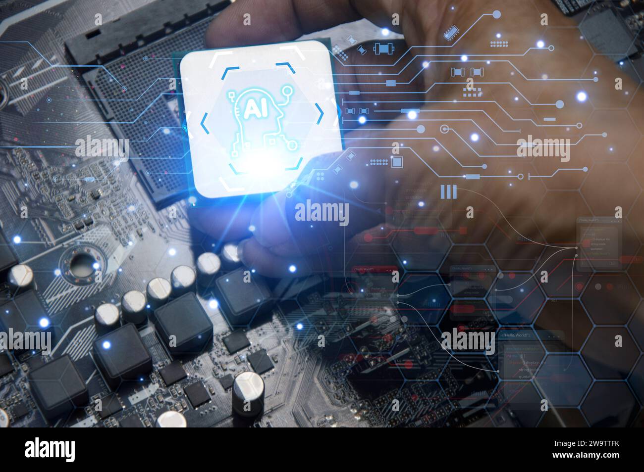 Concepts, développement de l'intelligence artificielle et auto-apprentissage de l'intelligence artificielle. Banque D'Images