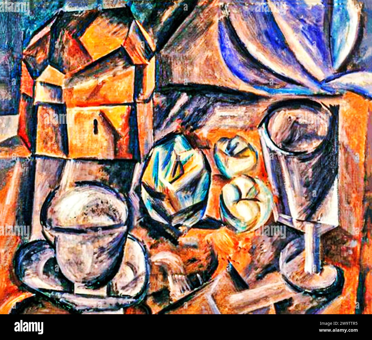 Nature morte, 1909 (peinture) de l'artiste Picasso, Pablo (1881-1973) / Espagnol. Illustration de Vecteur