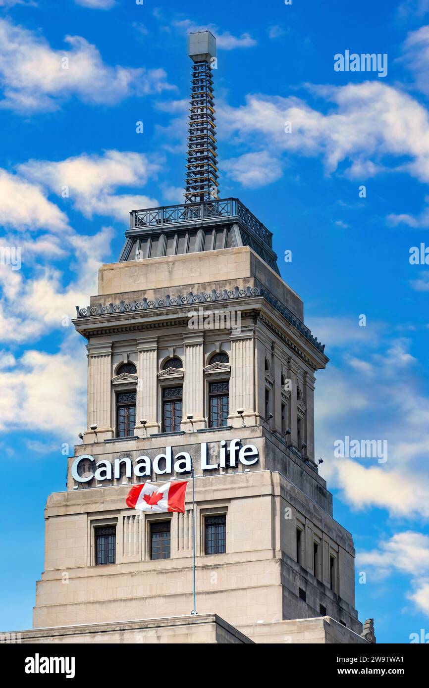 Toronto, Ontario, Canada-22 mars 2020 : Détails de l'immeuble Canada Life sur University Avenue. Le monument est une attraction touristique majeure et une partie de Banque D'Images