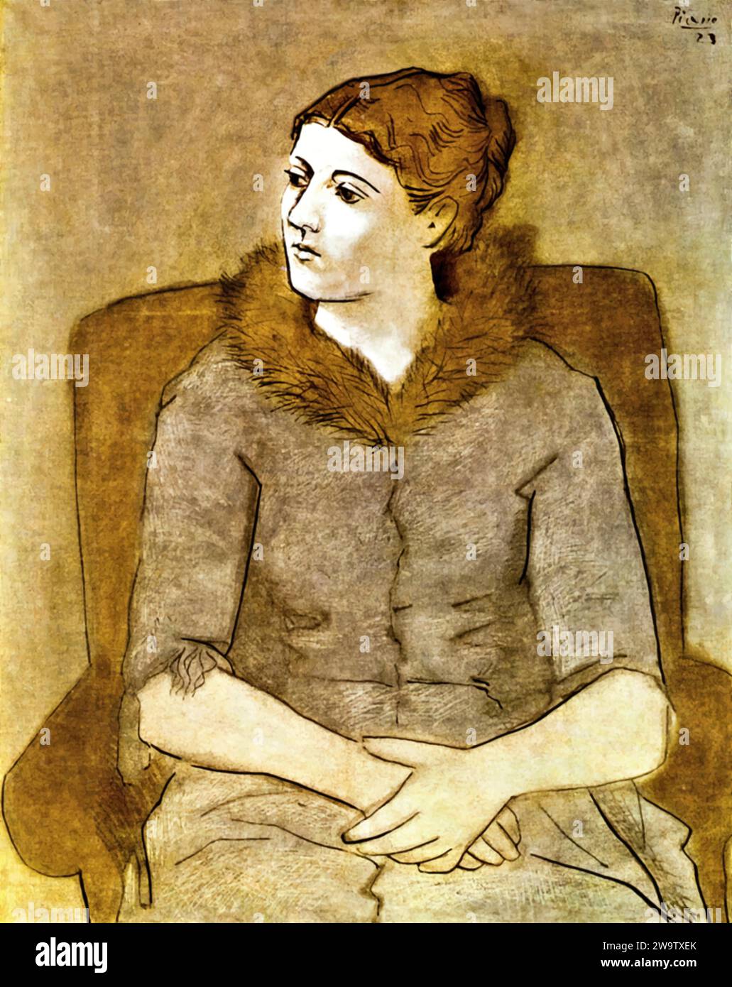 Portrait d'Olga, 1923 (peinture) par l'artiste Picasso, Pablo (1881-1973) Espagnol. Illustration de Vecteur