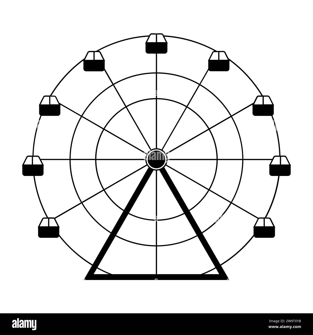 Icône vectorielle noire de roue Ferris sur fond blanc Illustration de Vecteur