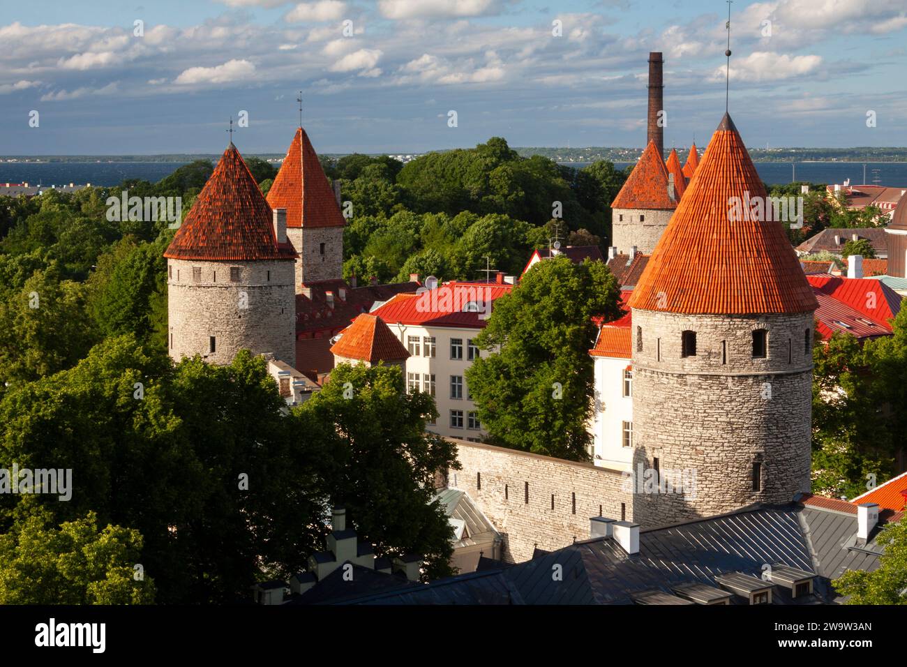 Vue de la vieille ville médiévale depuis la colline de Toompea à Tallinn en Estonie en Europe de l'est Banque D'Images