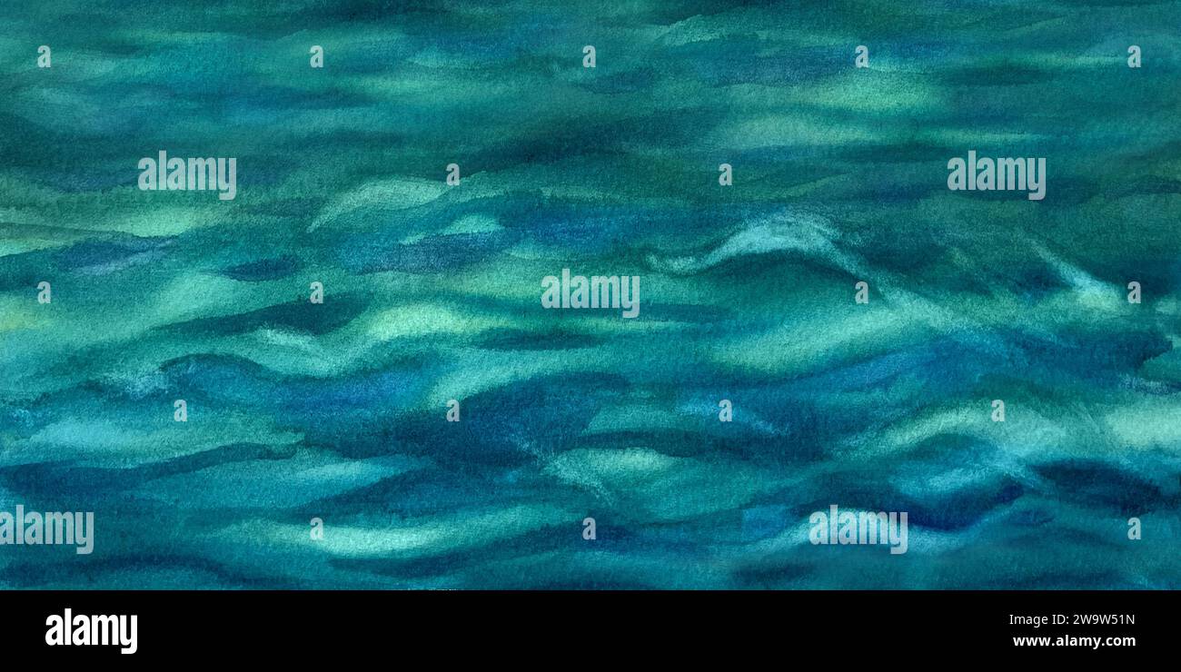 Aquarelle abstraite fond de mer bleu. Illustration est conçu comme un modèle pour les arrière-plans, bannières, affiches, menus, invitations, fonds d'écran Banque D'Images