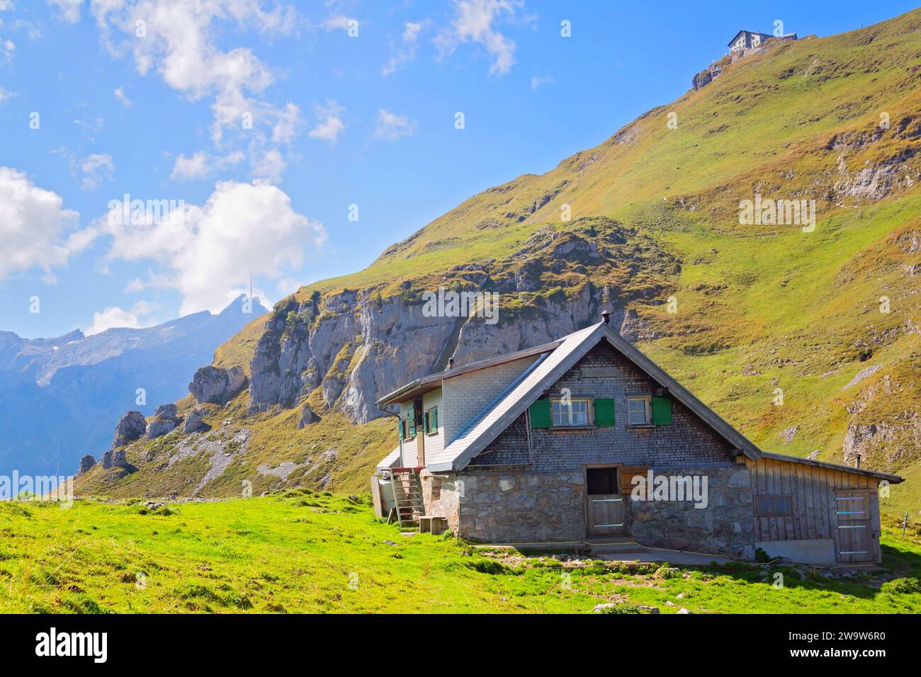 Vue panoramique sur Alpstein, Appenzellerland, Alpes suisses, Suisse Banque D'Images