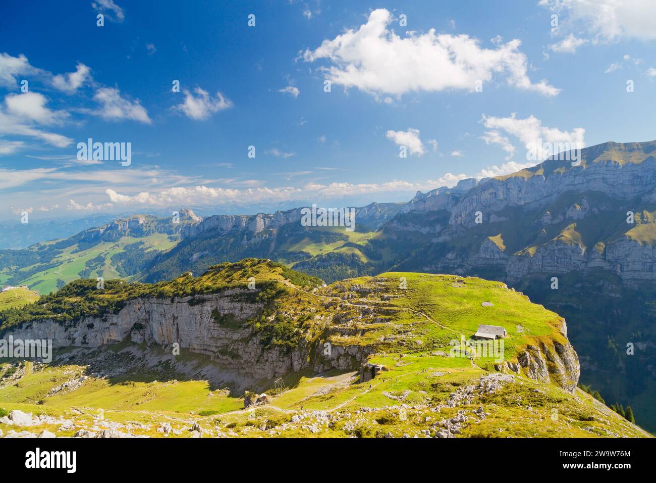 Vue panoramique sur Alpstein, Appenzellerland, Alpes suisses, Suisse Banque D'Images