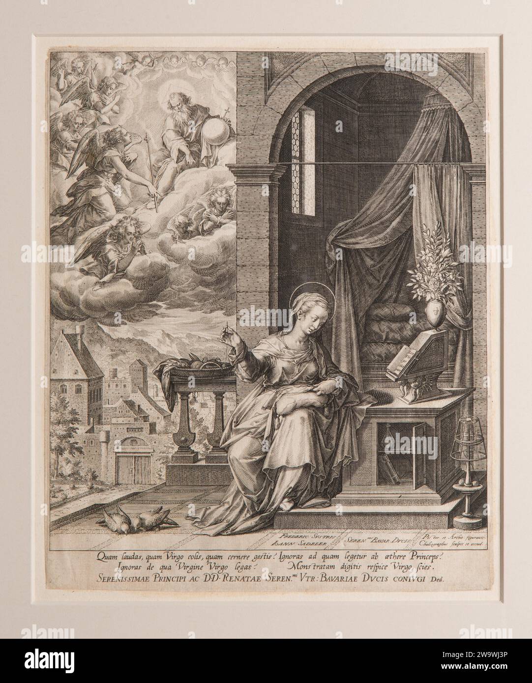 Dieu envoyant l'Archange Gabriel à la Vierge 1953 par Johann Sadeler I. Banque D'Images