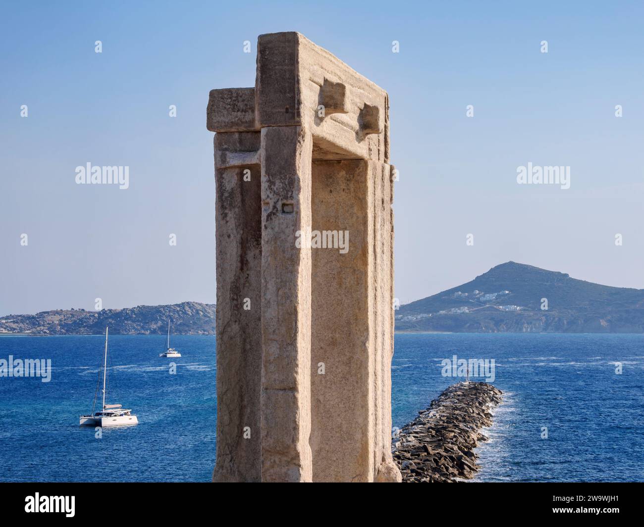 Temple d'Apollon, Chora, ville de Naxos, île de Naxos, Cyclades, Grèce Banque D'Images