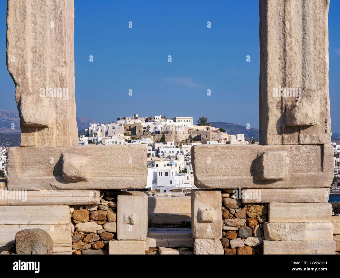 Temple d'Apollon, Chora, ville de Naxos, île de Naxos, Cyclades, Grèce Banque D'Images