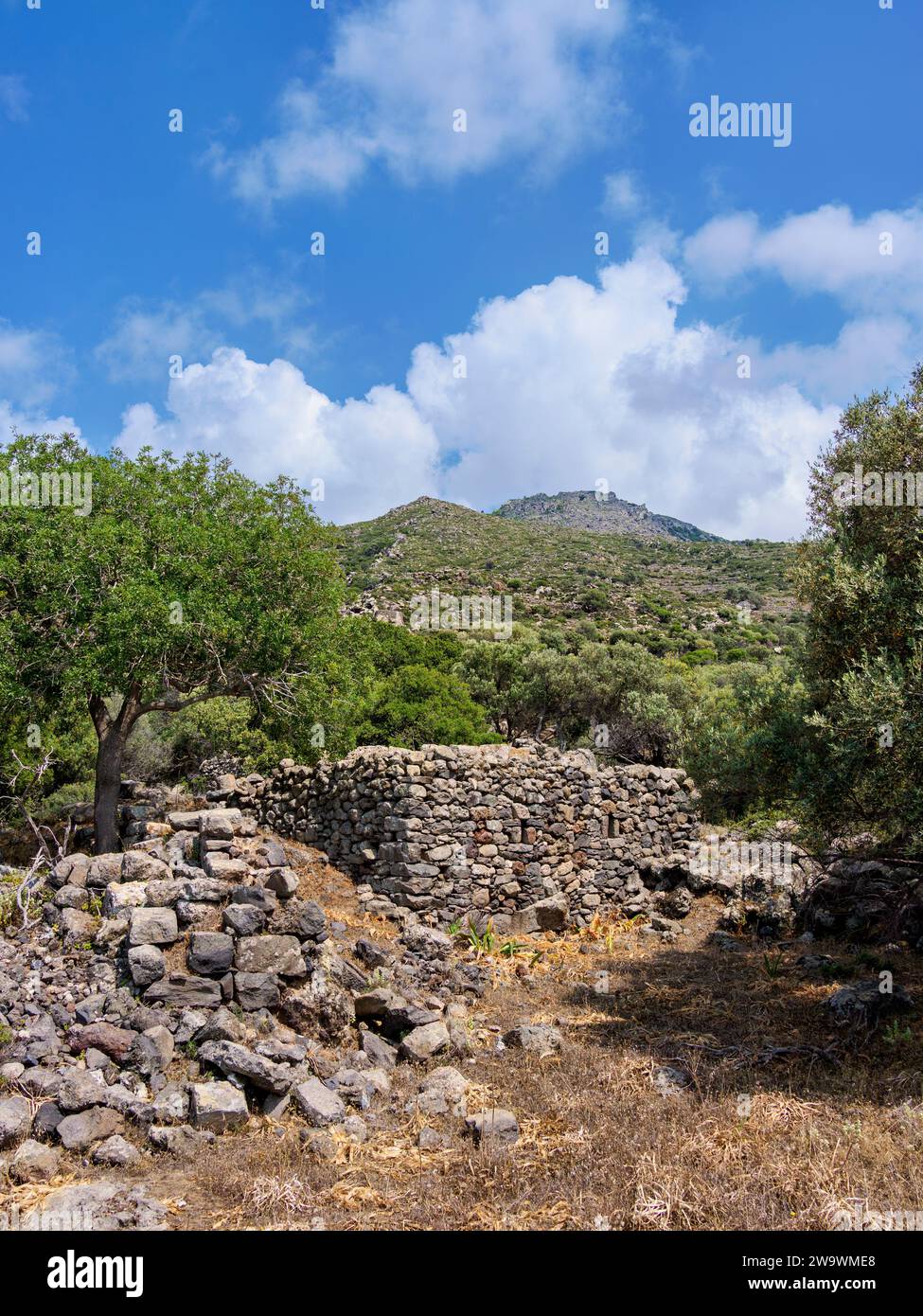 Ruines de l'ancienne colonie, île de Nisyros, Dodécanèse, Grèce Banque D'Images