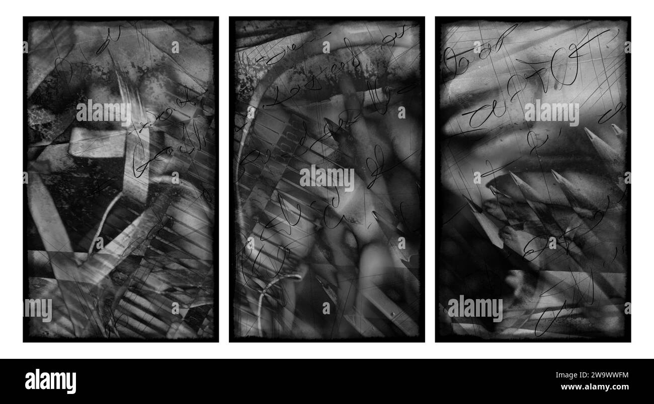 Triptyque mural abstrait élégant. Banque D'Images