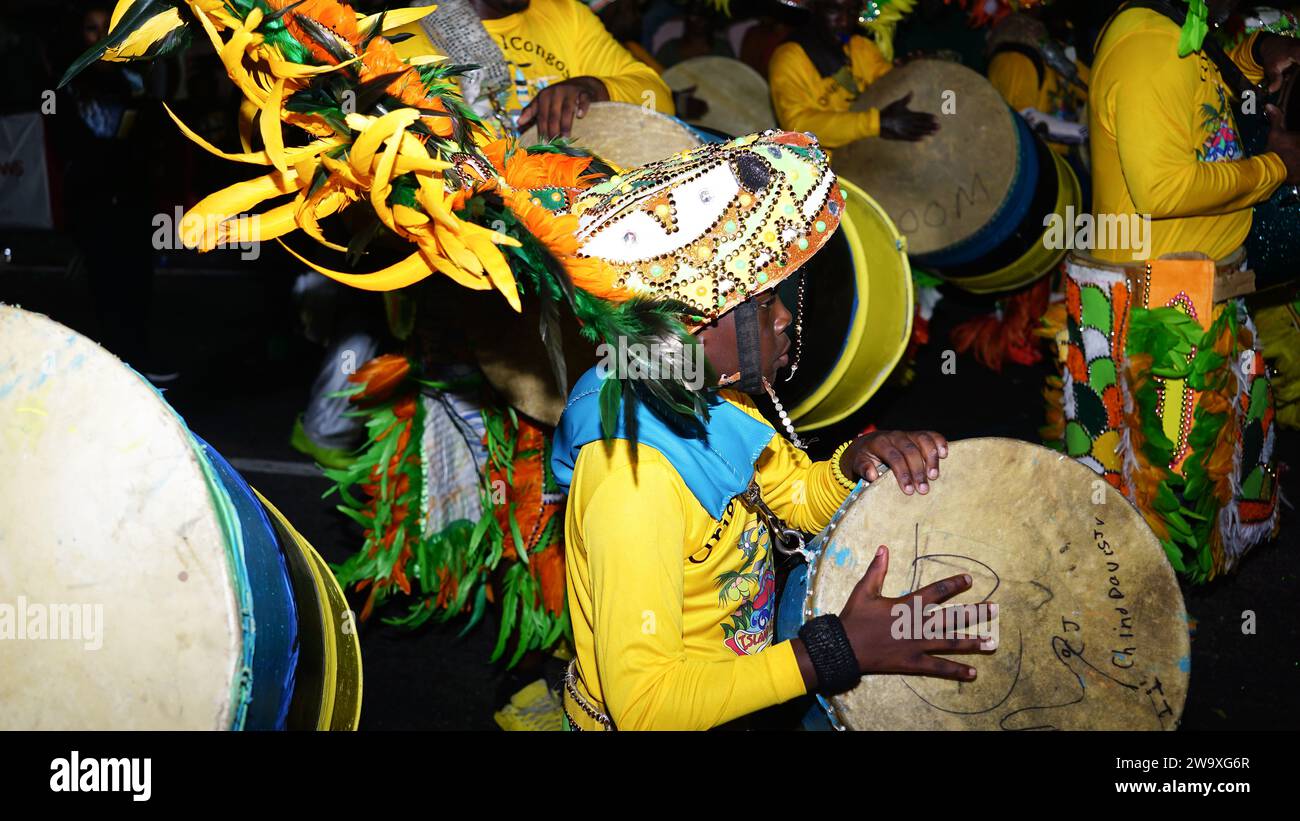 Le Boxing Day Junkanoo Street Parade Carnival aux Bahamas. Banque D'Images