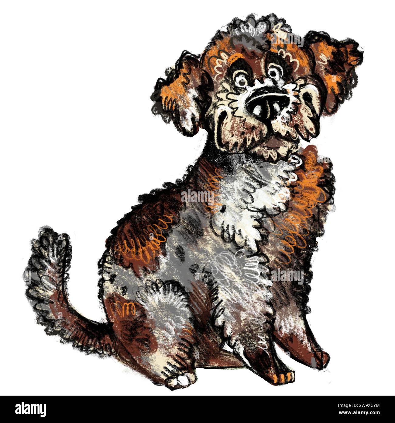 Mignon drôle personnage d'animal de compagnie de chien de bande dessinée. Illustration de chien de race Lagotto Romagnolo. Animal domestique ami humain à fourrure. Pour l'impression, le design, les autocollants, t-shirt a Banque D'Images