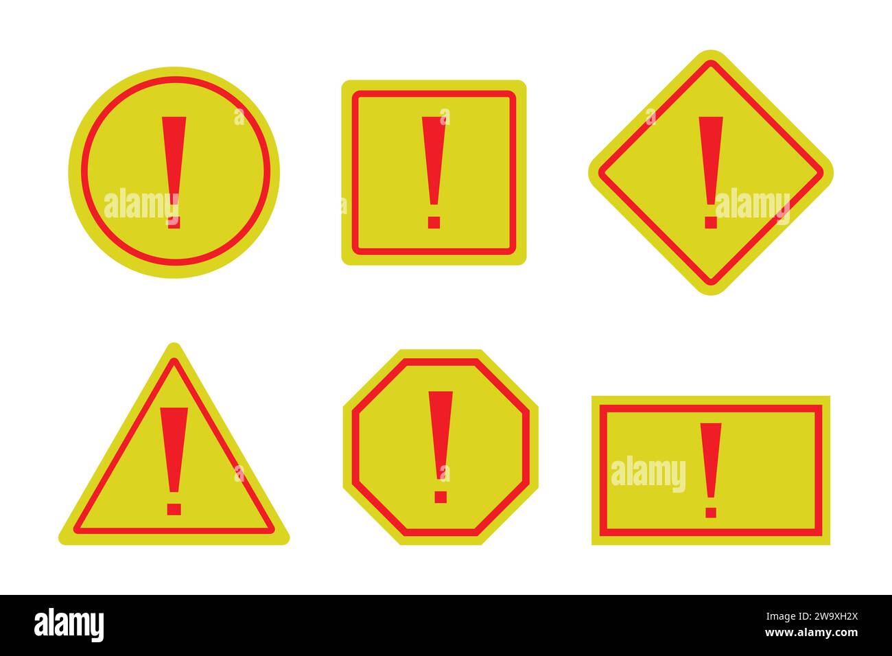 Symboles d'avertissement, signe d'avertissement de danger avec point d'exclamation. Illustration de Vecteur