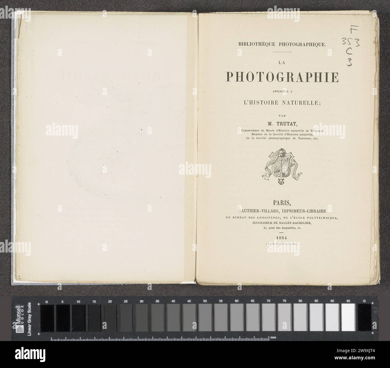 Photographie appliquée à l'histoire naturelle, Eugène TruTat, livre Paris papier collotype / gravure 1884 Banque D'Images