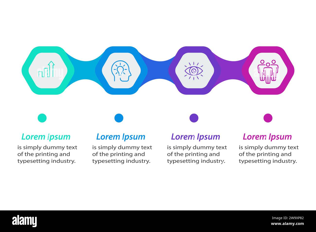 Visualisation des données métiers. Diagramme de processus. Éléments abstraits du graphe, 4 étapes, options ou processus. Modèle commercial Vector. Illustration de Vecteur