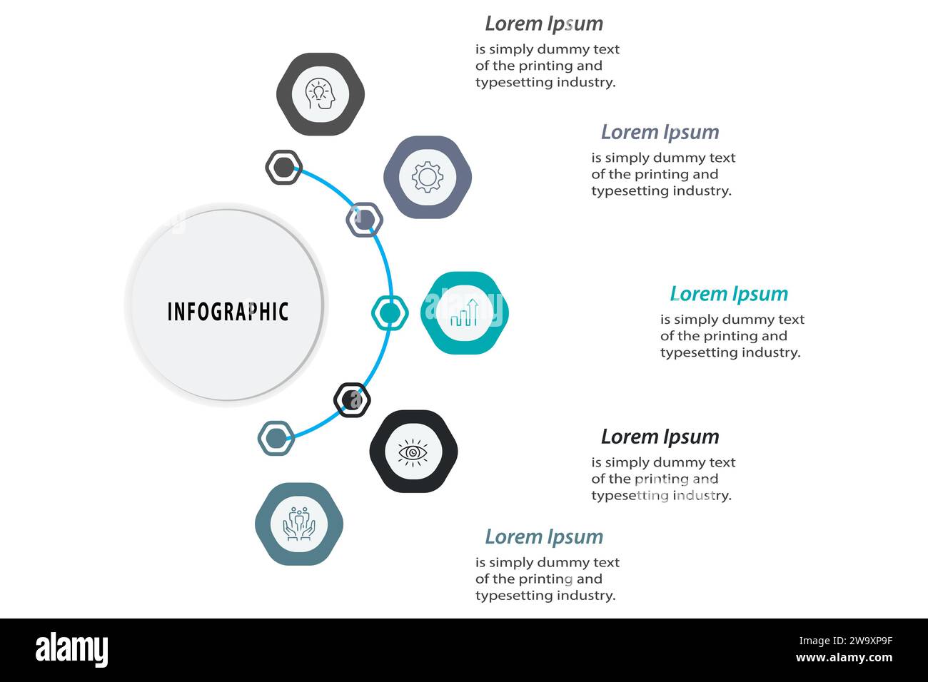 La visualisation de données d'affaires. Tableau du processus. Résumé des éléments du graphique, diagramme avec 5 étapes, des options, des pièces ou des processus. Business template vecteur fo Illustration de Vecteur