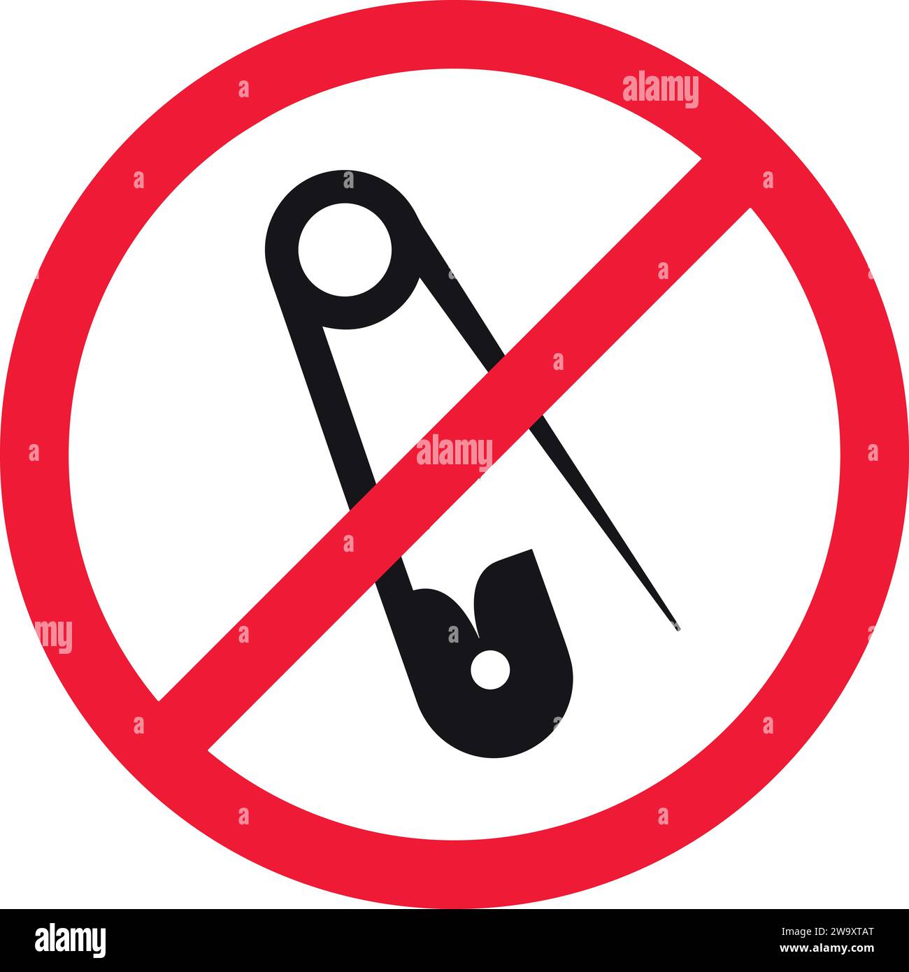 Pas d'épingle de sécurité | objet pointu non autorisé | signalisation d'interdiction épingle de sécurité Illustration de Vecteur