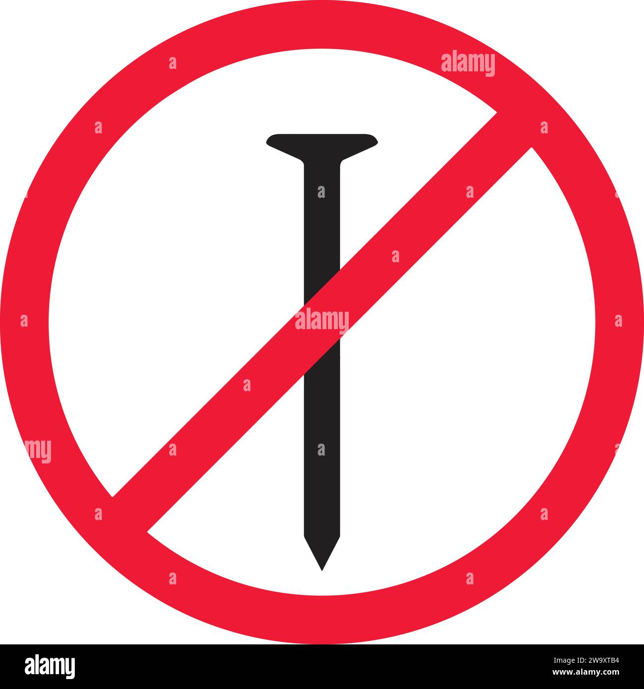 Clou en métal non autorisé | pas de vecteur d'ongles | signes d'interdiction clous en métal Illustration de Vecteur