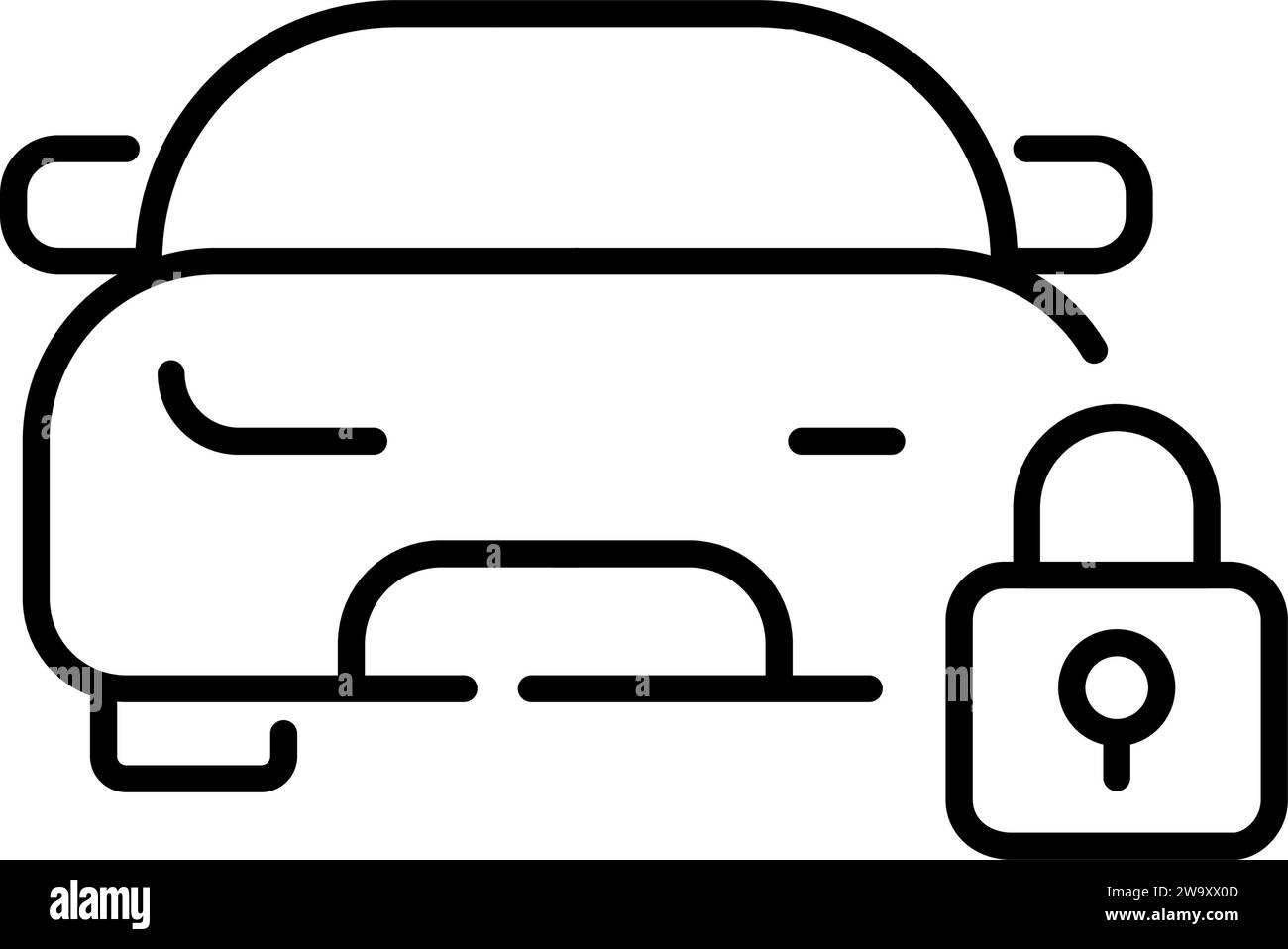 Serrure de voiture. Service de location sécurisé. Icône Pixel Perfect Illustration de Vecteur